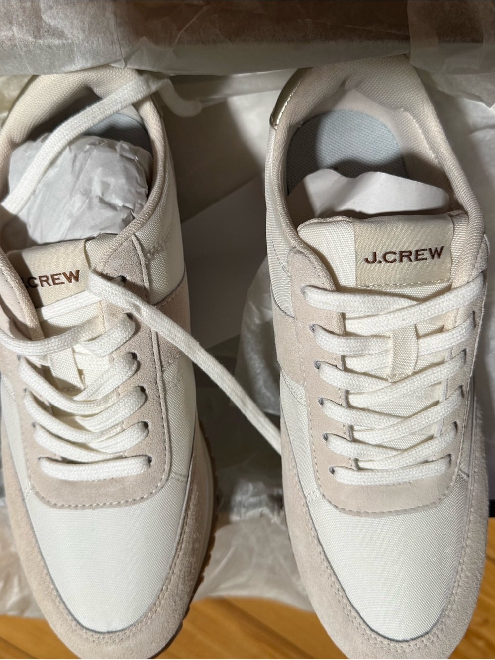 J. Crew Men’s Off-White Canvas & Suede Sneakers